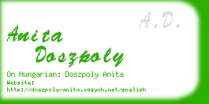 anita doszpoly business card